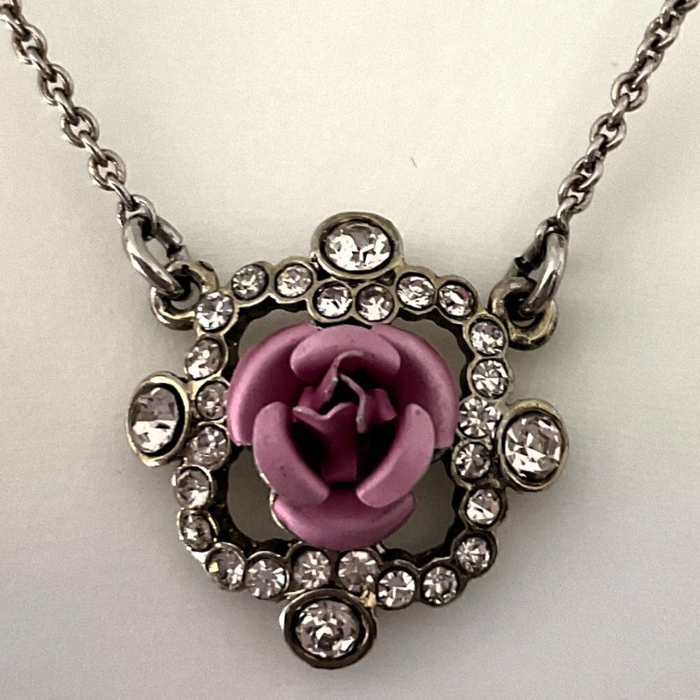 PINK ROSE NECKLACE NRT VINTAGE - Picture 3 of 13